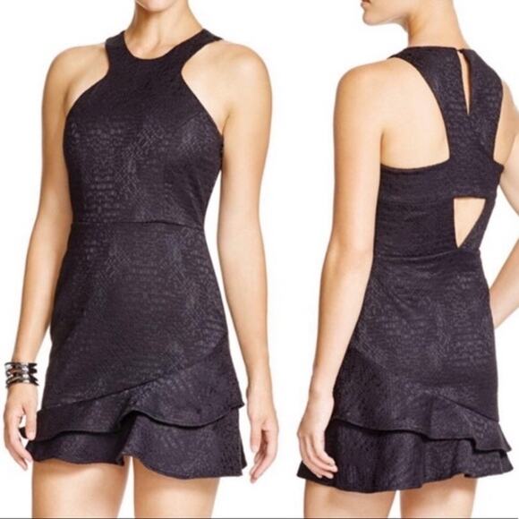 Parker Dresses & Skirts - Parker Barcelona Cutout Racerback Halter Ruffle Hem Jacquard Mini Dress, Black